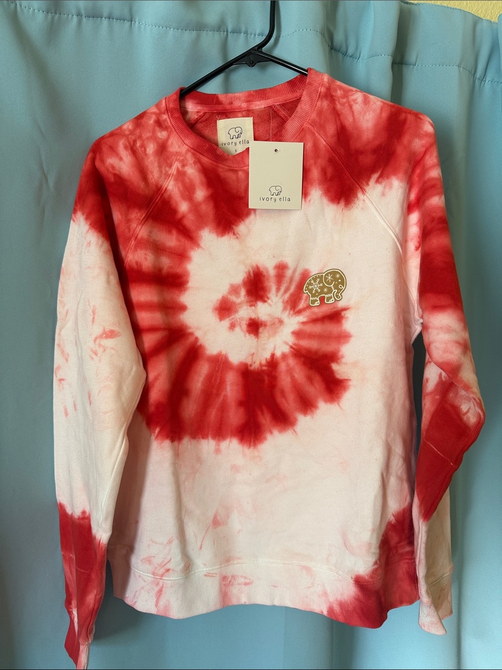 Christmas Gingerbread Ivory Ella Candy Cane Tie-Dye Crewneck Sweatshirt